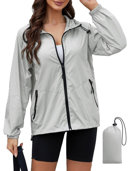 PITINAN Women's Rain Jacket Packable with Hood Lightweight Travel XS-3XL