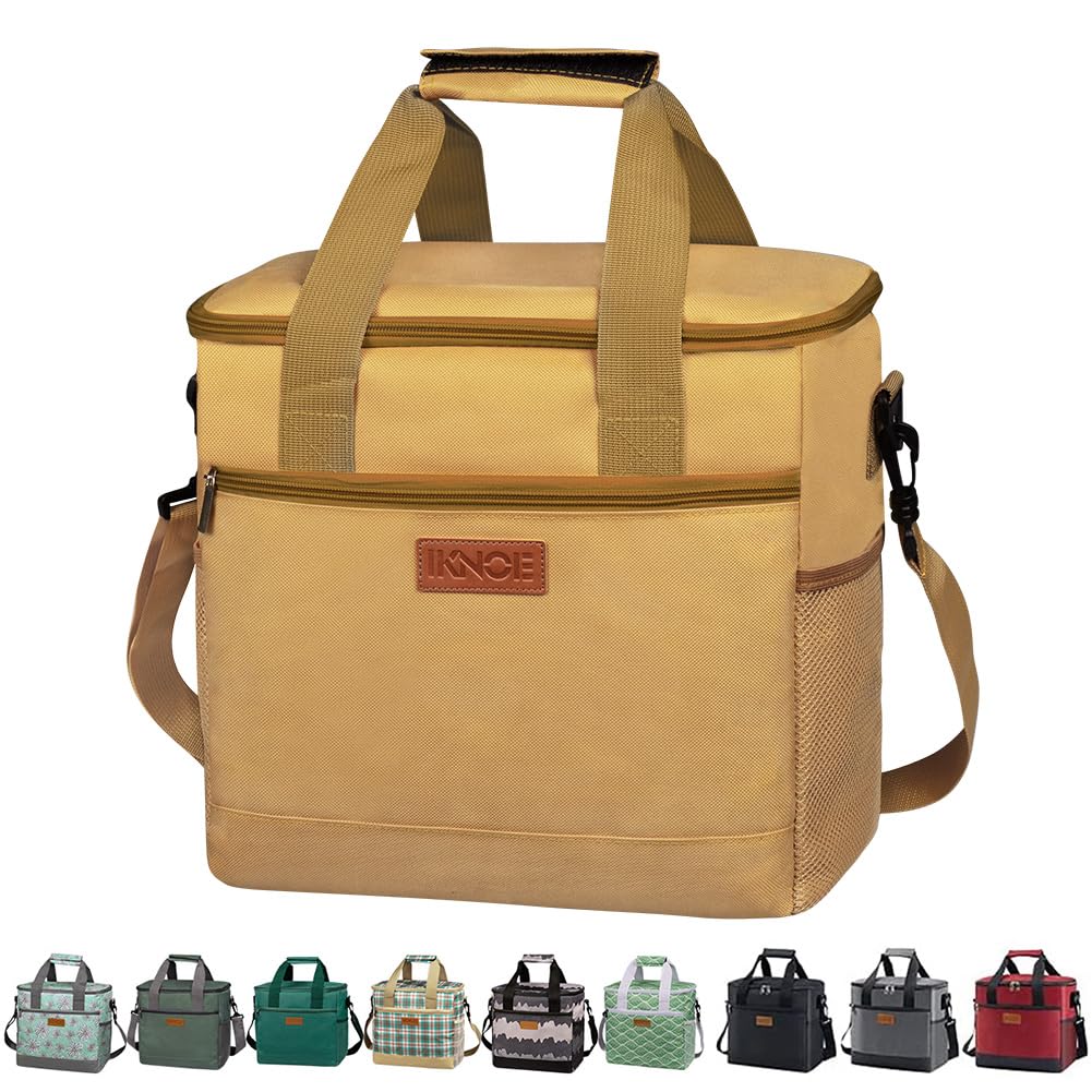 IKNOE 15L 24-Can Insulated Cooler Bag, Leak-Resistant Lunch Tote for Work