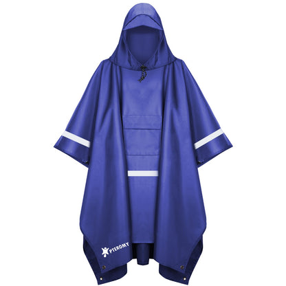 PTEROMY Hooded Rain Poncho for Adults, Reusable Waterproof Raincoat