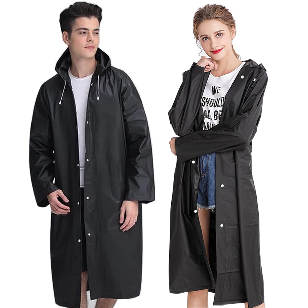 Reusable Adults Rain Ponchos, 2 Pcs EVA Portable Raincoats for Women Men with Hood for Disney Outdoor