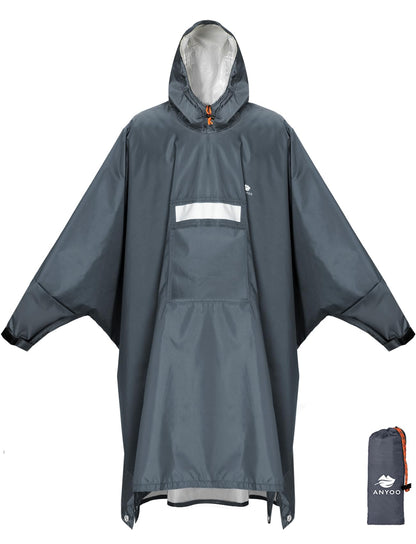 ANYOO Hooded Rain Poncho for Adult Waterproof Lightweight Raincoat