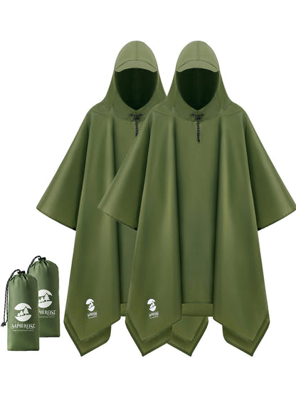 SaphiRose Hooded Rain Poncho Waterproof Raincoat Jacket for Men Women Adults