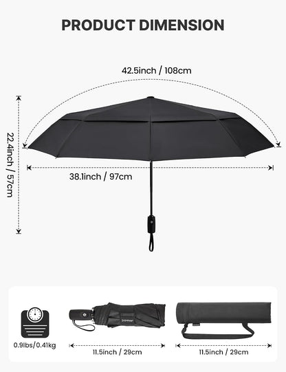G4Free 42 Inch Travel Umbrella, Compact Vented Windproof Umbrella for Rain