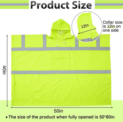 Coume Hi Vis Rain Poncho Adult Reflective Raincoat
