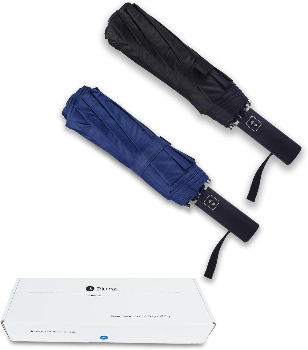 Bluinzi 2 Pack 46 Inch Umbrellas, Double 10-rib, for Rain, Compact Travel