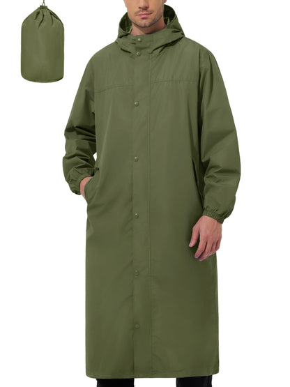 UIQUR Mens Long Rain Jacket Raincoat Waterproof Rain Poncho