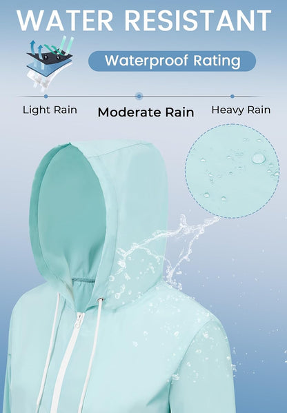 Zando Lightweight Rain Jacket Women Packable Waterproof Raincoat with Hood