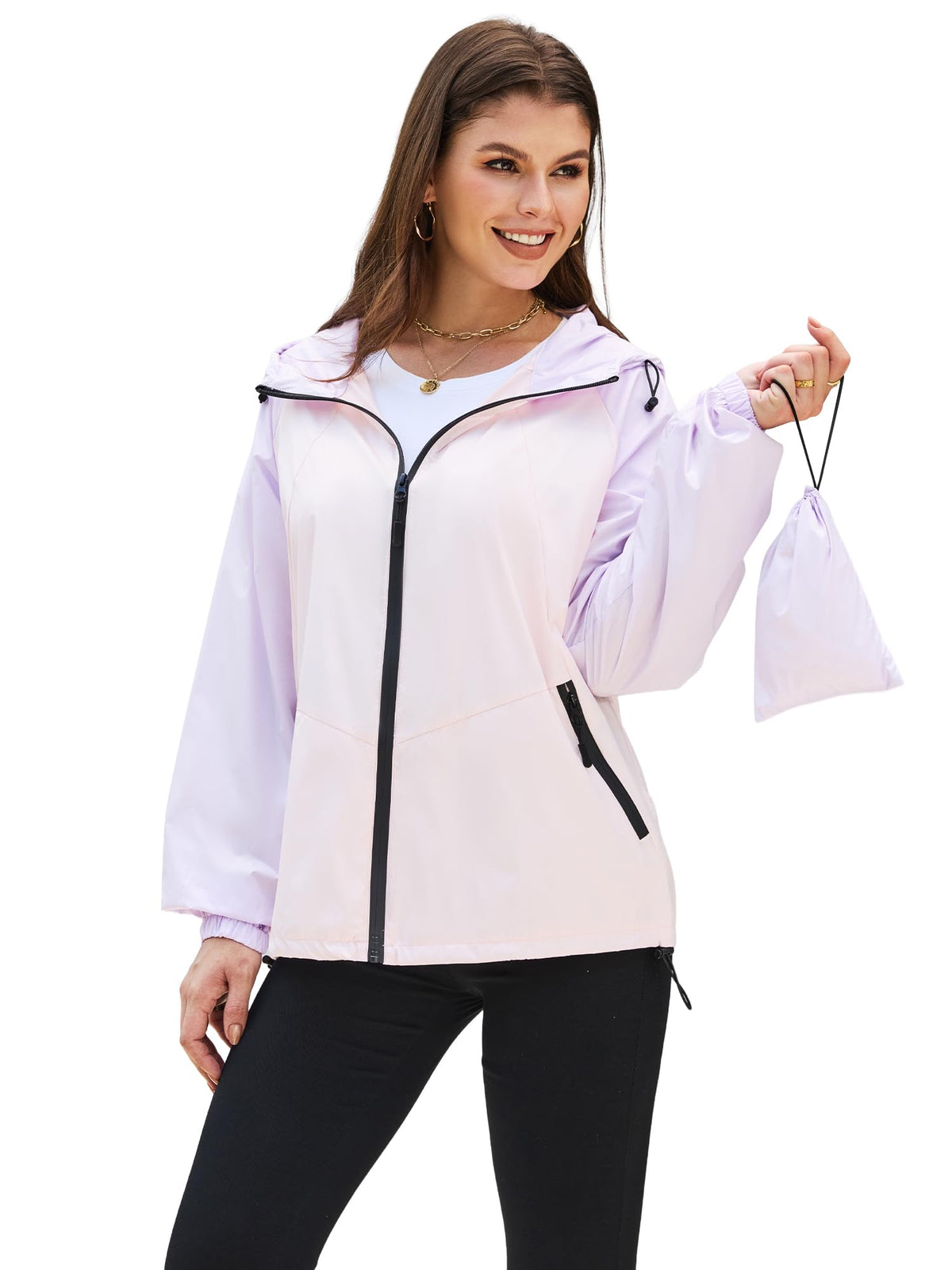 PITINAN Women's Rain Jacket Packable with Hood Lightweight Travel XS-3XL