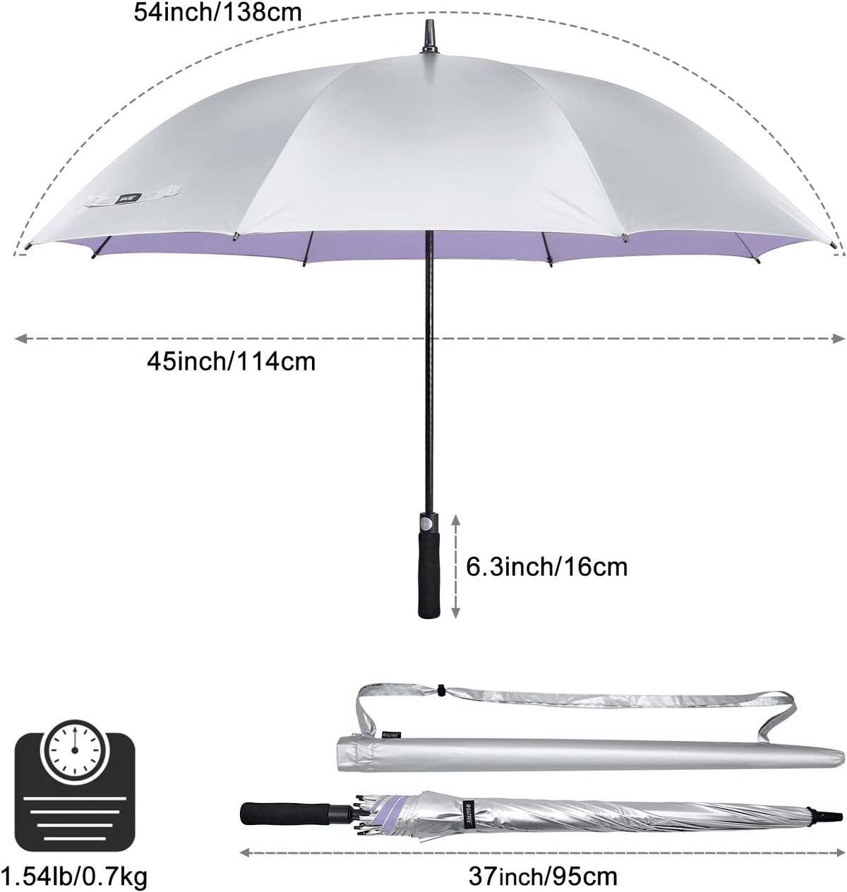 G4Free 54/62 Inch UV Protection Golf Umbrella Oversized Sun Stick Umbrella