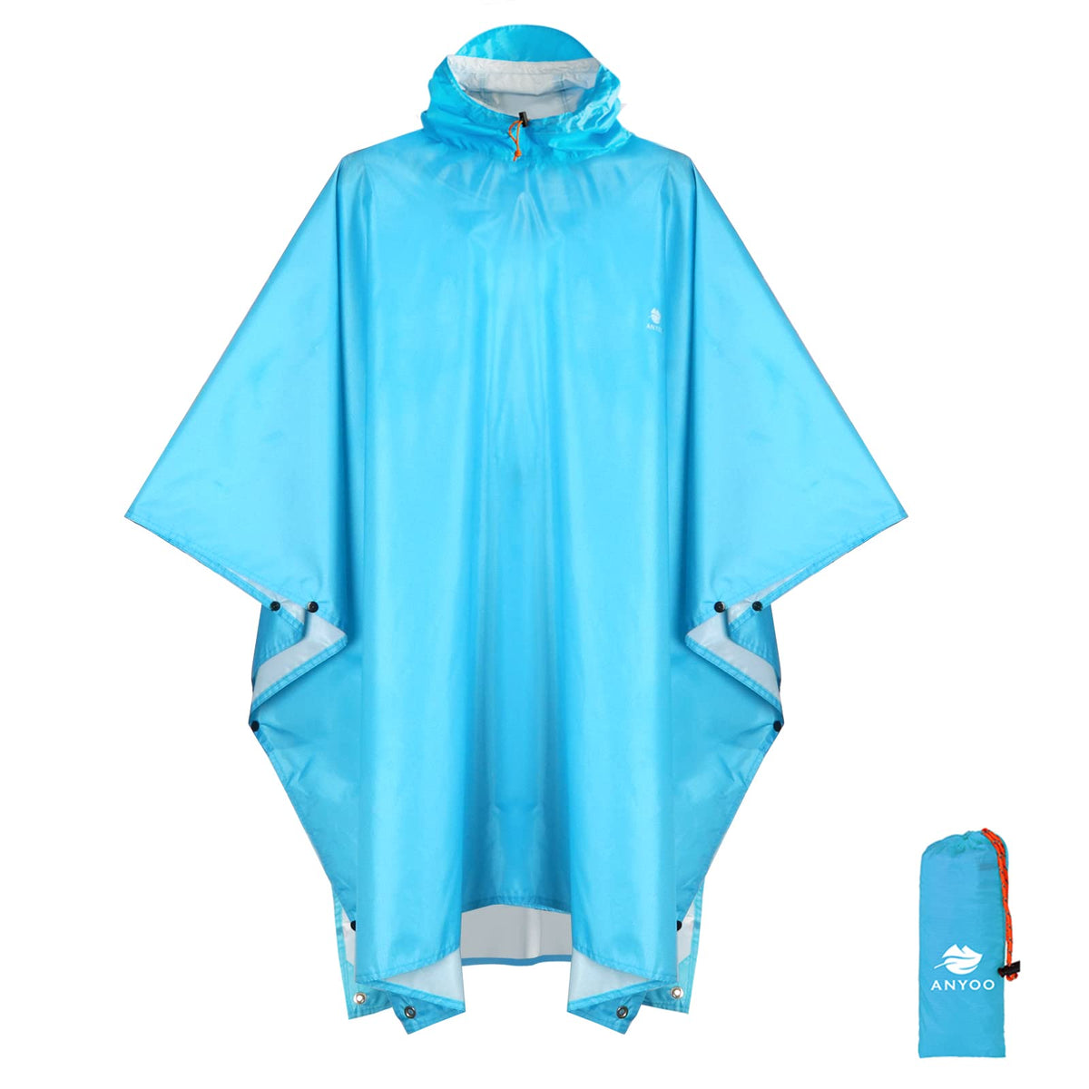 ANYOO Hooded Rain Poncho for Adult Waterproof Lightweight Raincoat