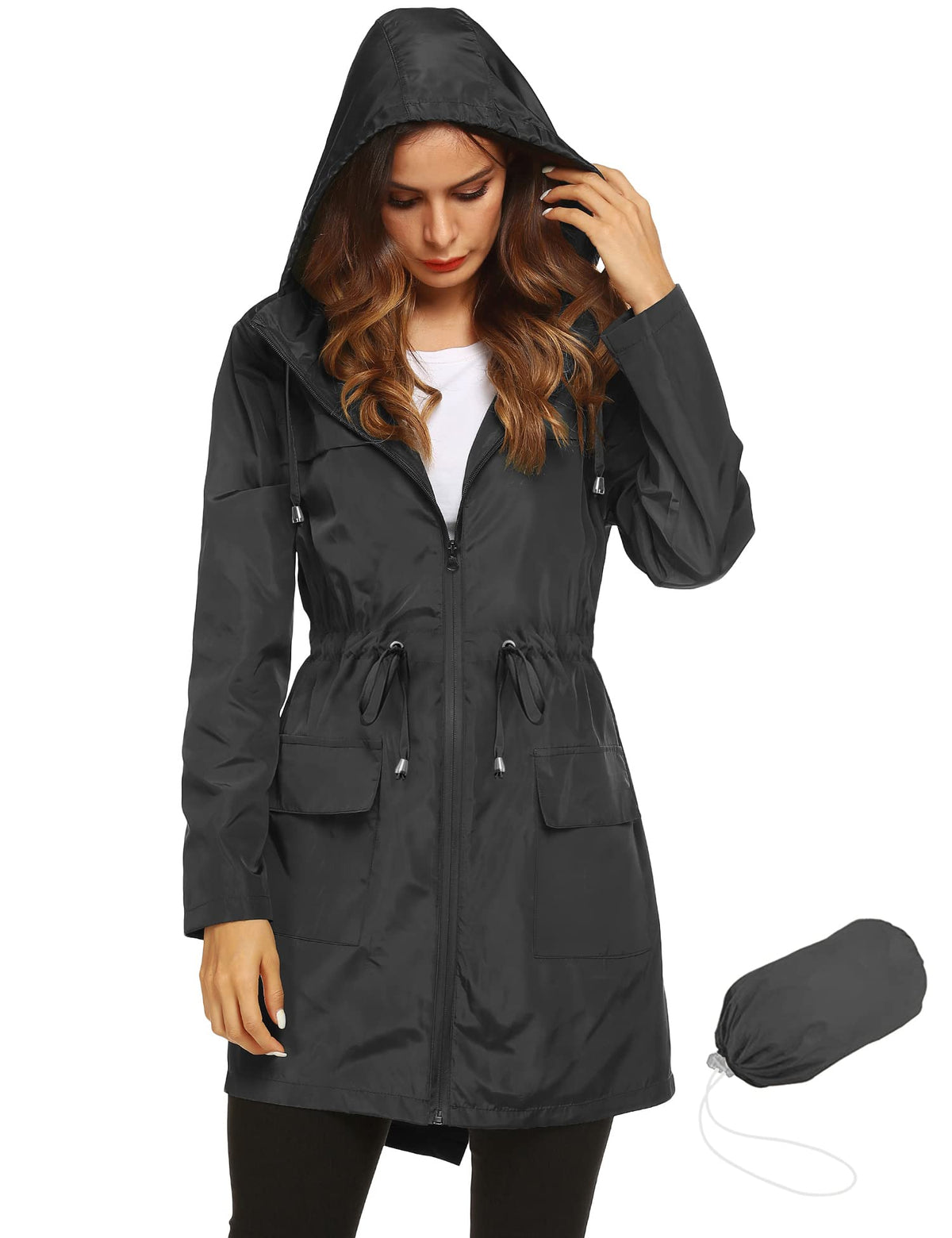 Lomon Women Waterproof Lightweight Rain Jacket Active Outdoor Hooded Raincoat