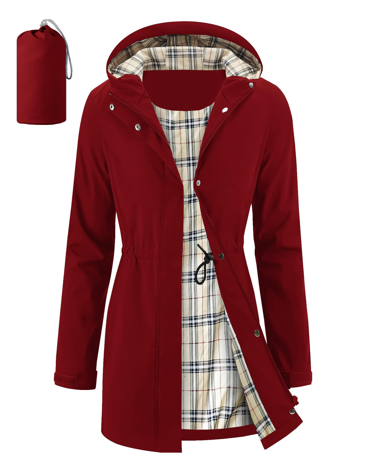 iCreek Women's Long Rain Jacket Waterproof Packable Hooded Windbreaker
