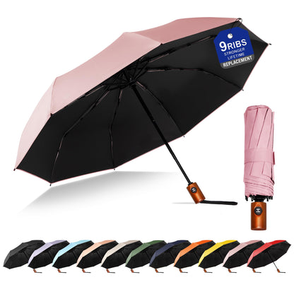 SoulRain Travel Umbrella - Compact Umbrella for Rain - Perfect Large Auto Folding Umbrella - Ideal Car umbrella, Small umbrella, and Travel Companion