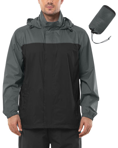 Outdoor Ventures Men's Rain Jacket Waterproof Lightweight Packable Raincoat