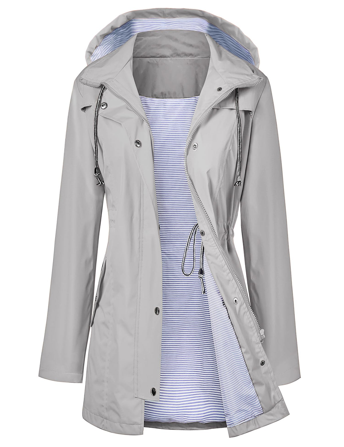 LOMON Raincoat Women Waterproof Long Hooded Trench Coats Lined Windbreaker Travel Jacket S-XXL