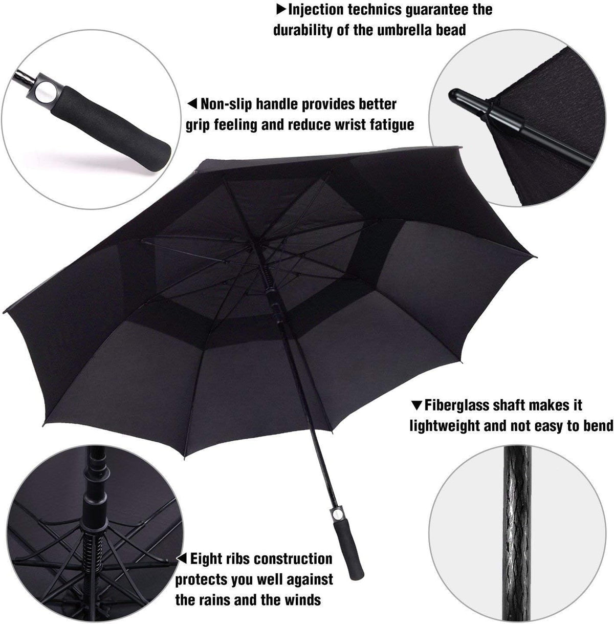 ACEIken Golf Umbrella Windproof Large 62/68/72 Inch Double Canopy for Rain