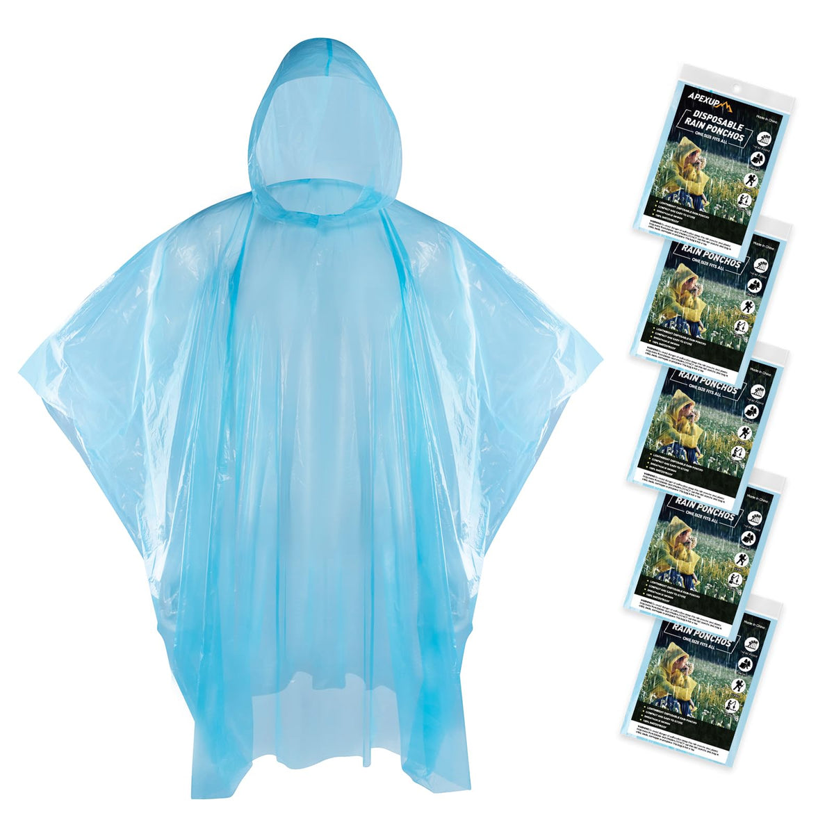 APEXUP Disposable Rain Ponchos for Adults, 5/10/50 Family Pack