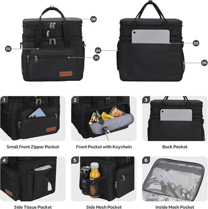 Maelstrom 23L Insulated Lunch Box, Expandable Double Deck Cooler Bag