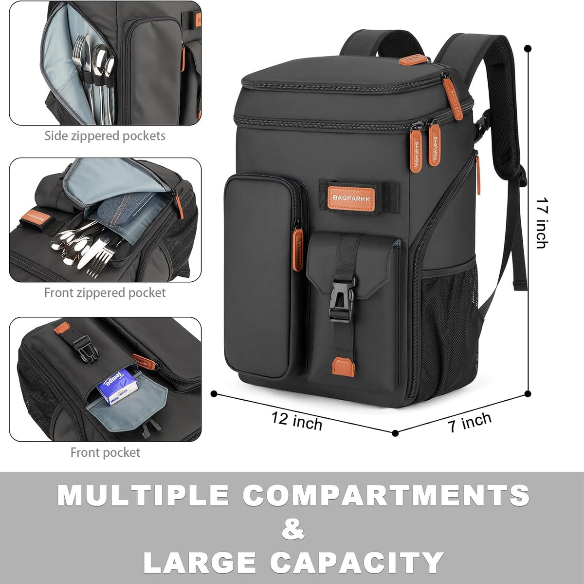Bagparkk 33/45 Cans Leakproof Insulated Cooler Backpack with Double Deck