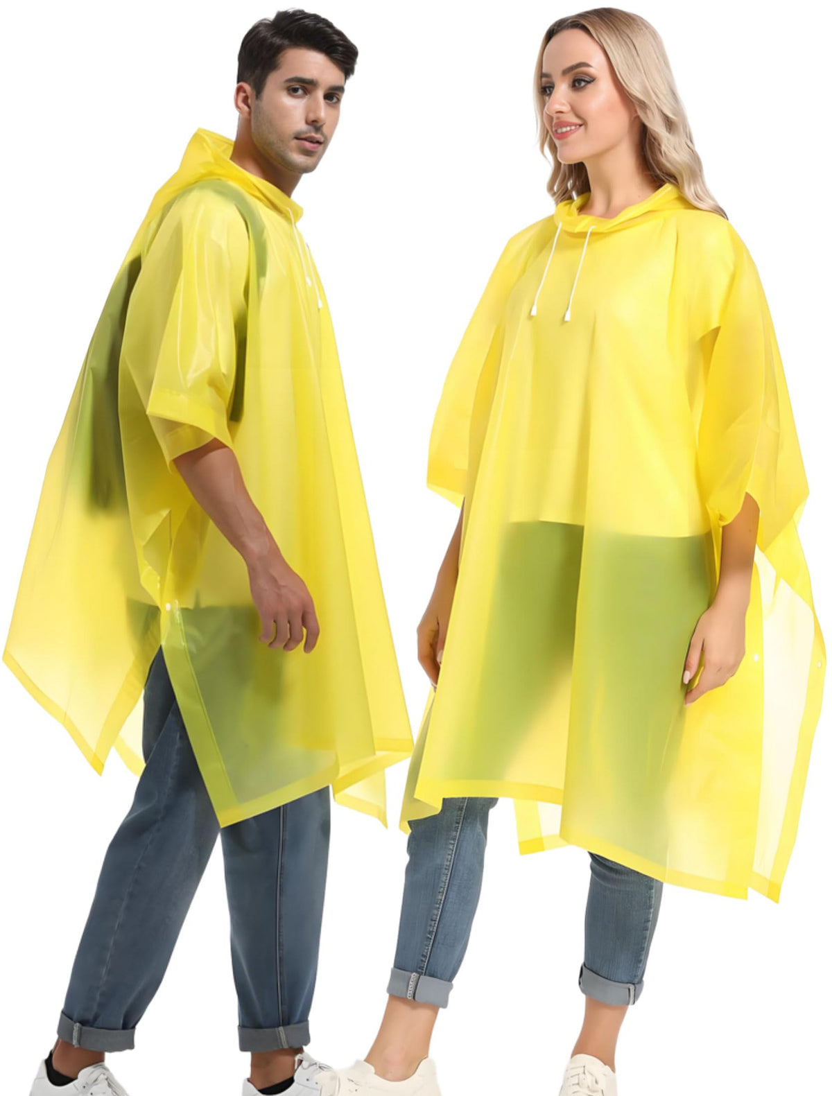 2 Pack Rain Ponchos for Adults Reusable - Raincoats Survival Emergency Heavy Duty Rain Coat with Drawstring Hood