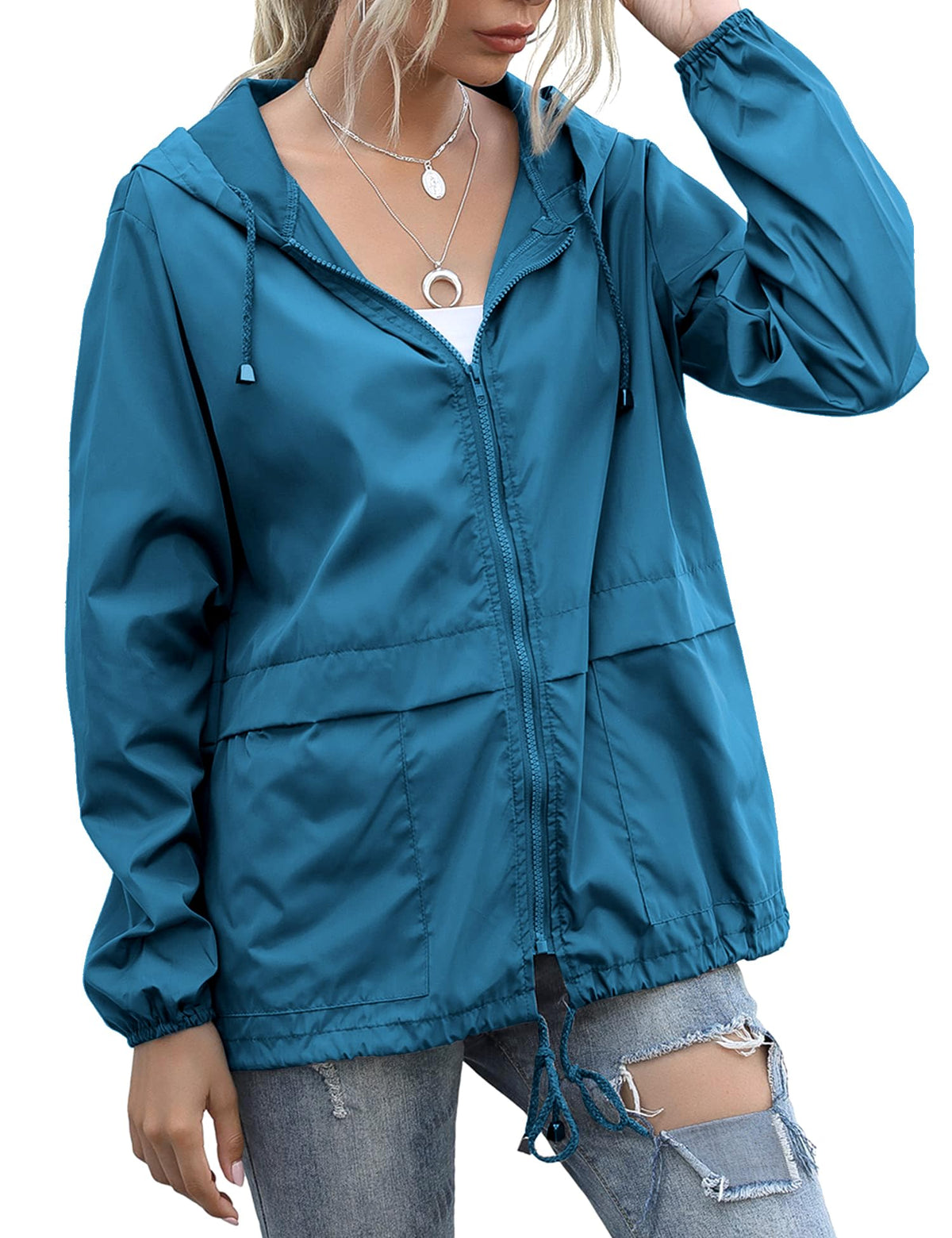 Women's Raincoats Lightweight Waterproof Rain Jackets