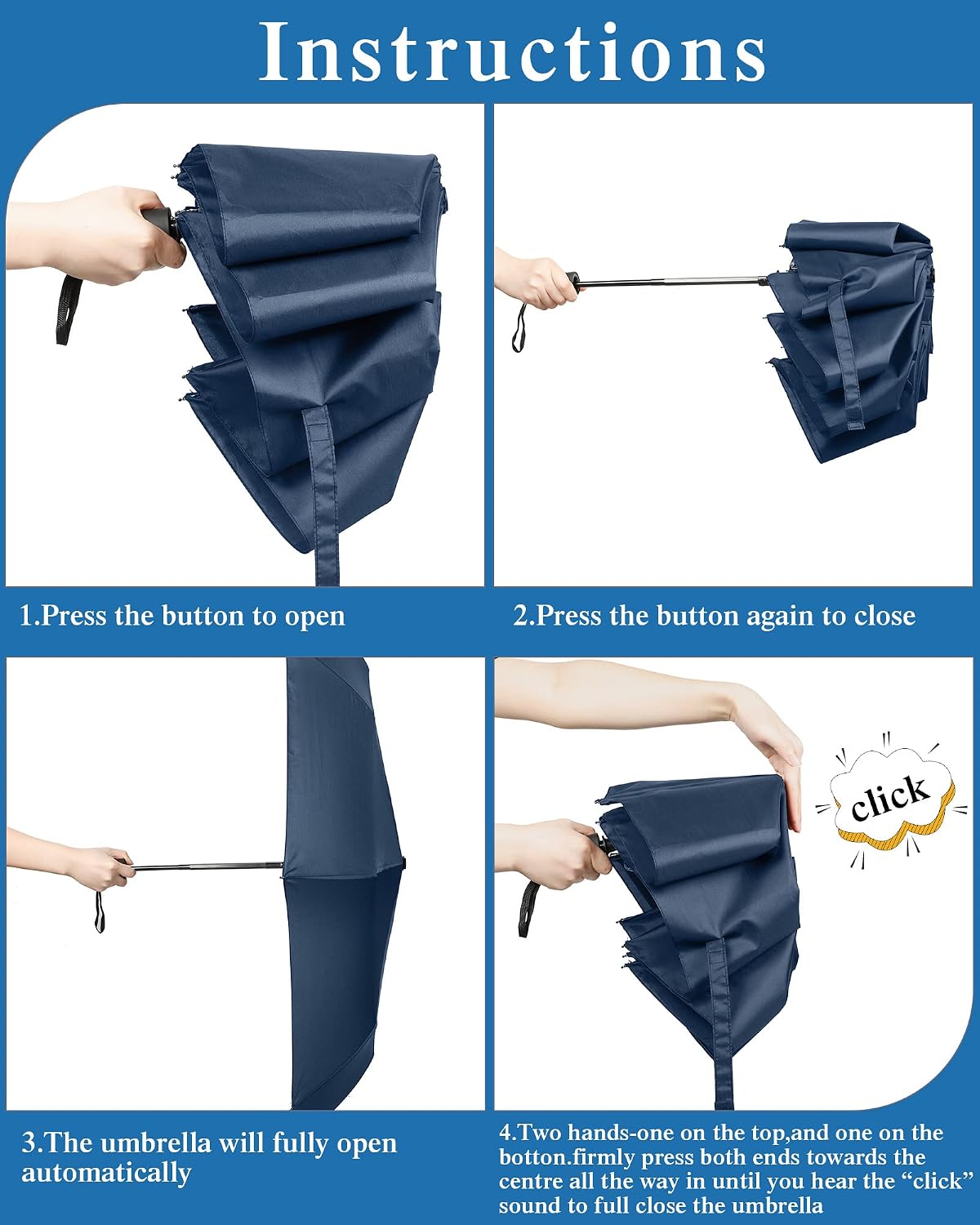 Yahenda 4 Pack Automatic Folding Umbrellas Travel Compact