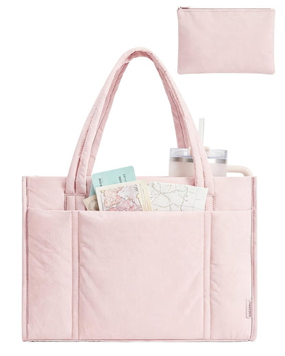 BAGSMART Puffer Tote Bag for Women, 21L/26L Work Tote Shoulder Handbag