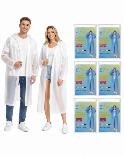 Rain Ponchos for Adults - 4 Pack Reusable EVA Waterproof Rain Jackets
