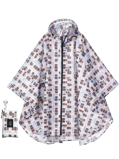 Unisex Hooded Rain Poncho, Waterproof Raincoat Jacket with pocket for Adult, Rain Coat for Outdoor Activities