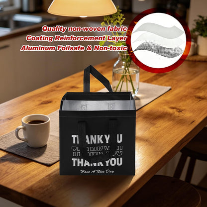 80 Pcs Thank You Insulated Bags for Food Delivery Bulk Insulated Take Away Bags Bulk Thermal Bagss for Cold and Hot Food for Pizza Milk Seafood Coffee Catering Restaurant Grocery 9. 5 x 9. 5 x 6 Inch