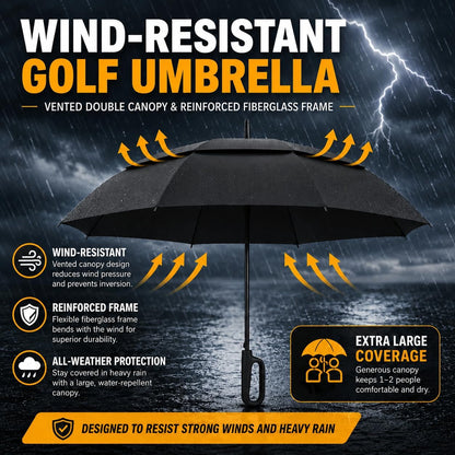 QWB 54 Inch Large Golf Umbrella With Auto Open Windproof