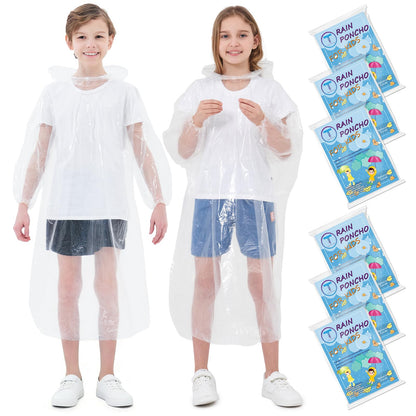 TUNCHMO Disposable Rain Ponchos for Adults & Kids 4/6/10 Pack Extra Thick