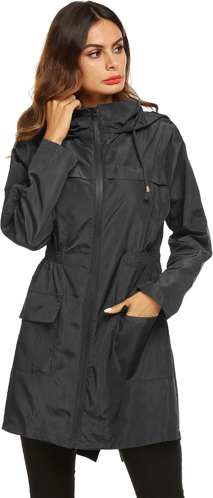 Lomon Women Waterproof Lightweight Rain Jacket Active Outdoor Hooded Raincoat