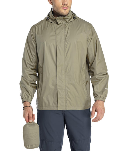 33,000ft Men's Packable Rain Jacket Lightweight Waterproof Golf Raincoat