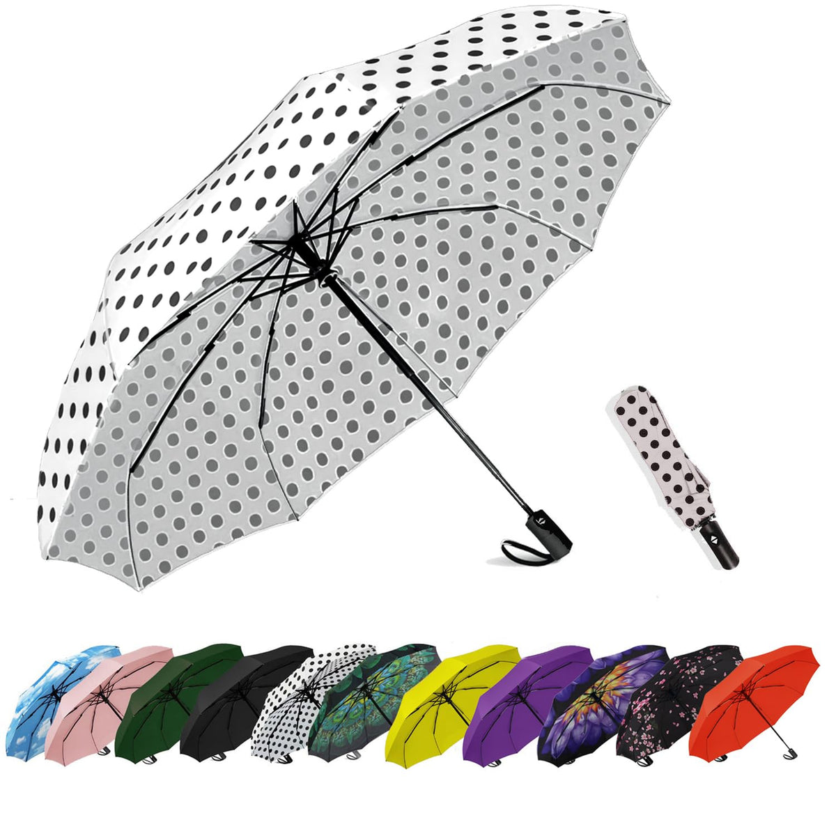 SIEPASA Windproof Travel Umbrella - Automatic Compact Folding Umbrella for Rain, Small Portable Windproof Umbrellas for Men Women and Teenagers (Navy Blue)