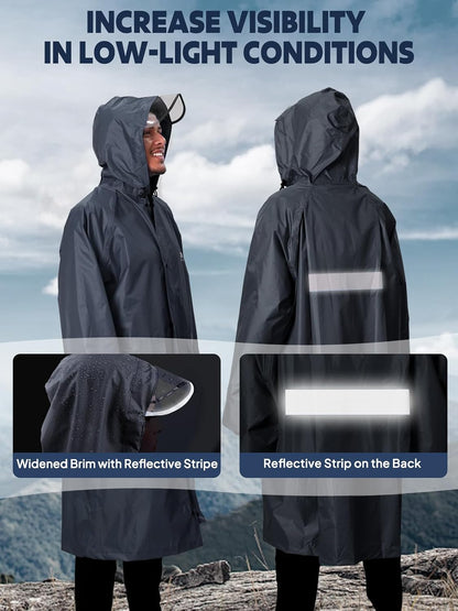 ANYOO Waterproof Raincoat Men Women Packable Hooded Reflective Pockets