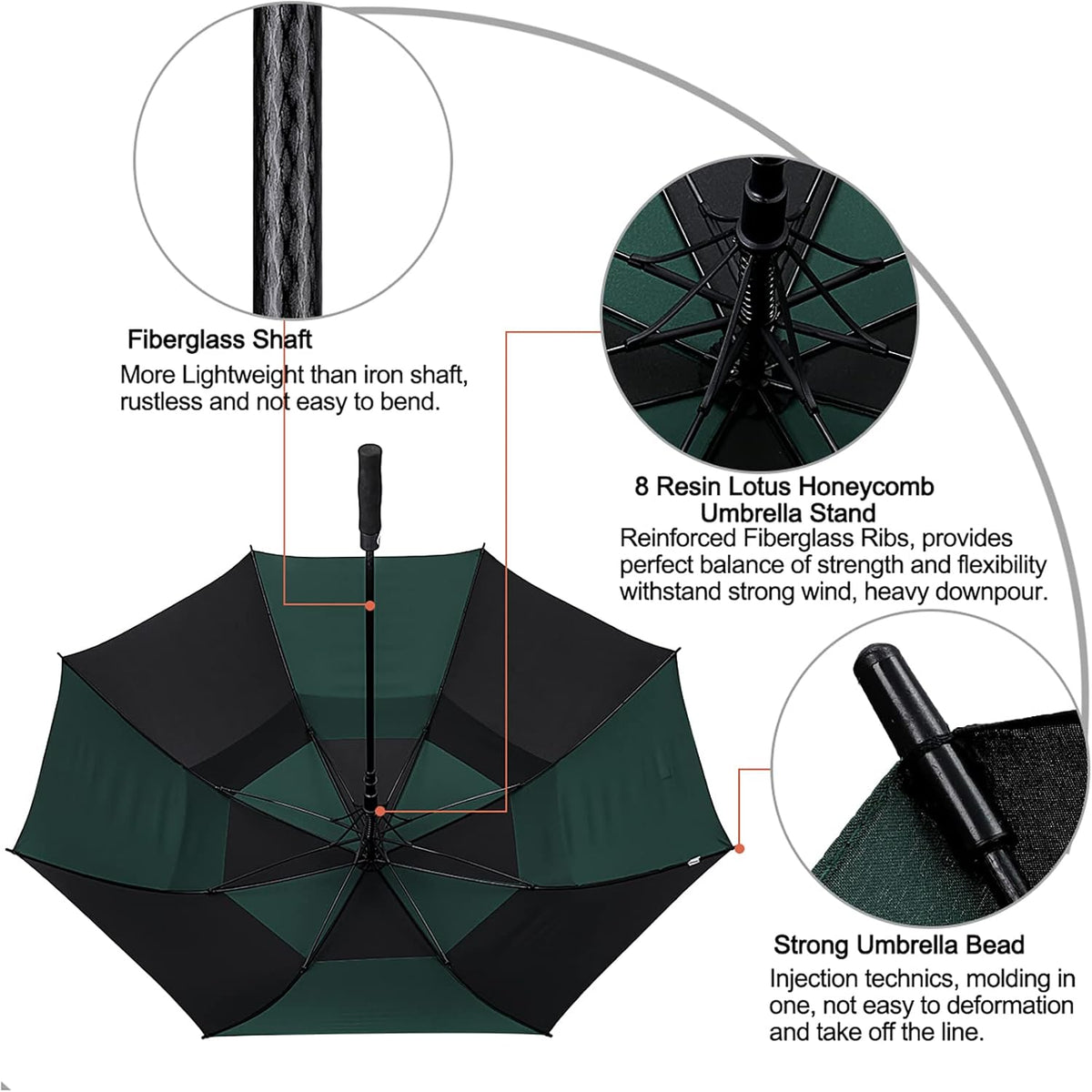G4Free 47/54/62/68/72 Inch Golf Umbrella Windproof Auto Open Large Umbrella