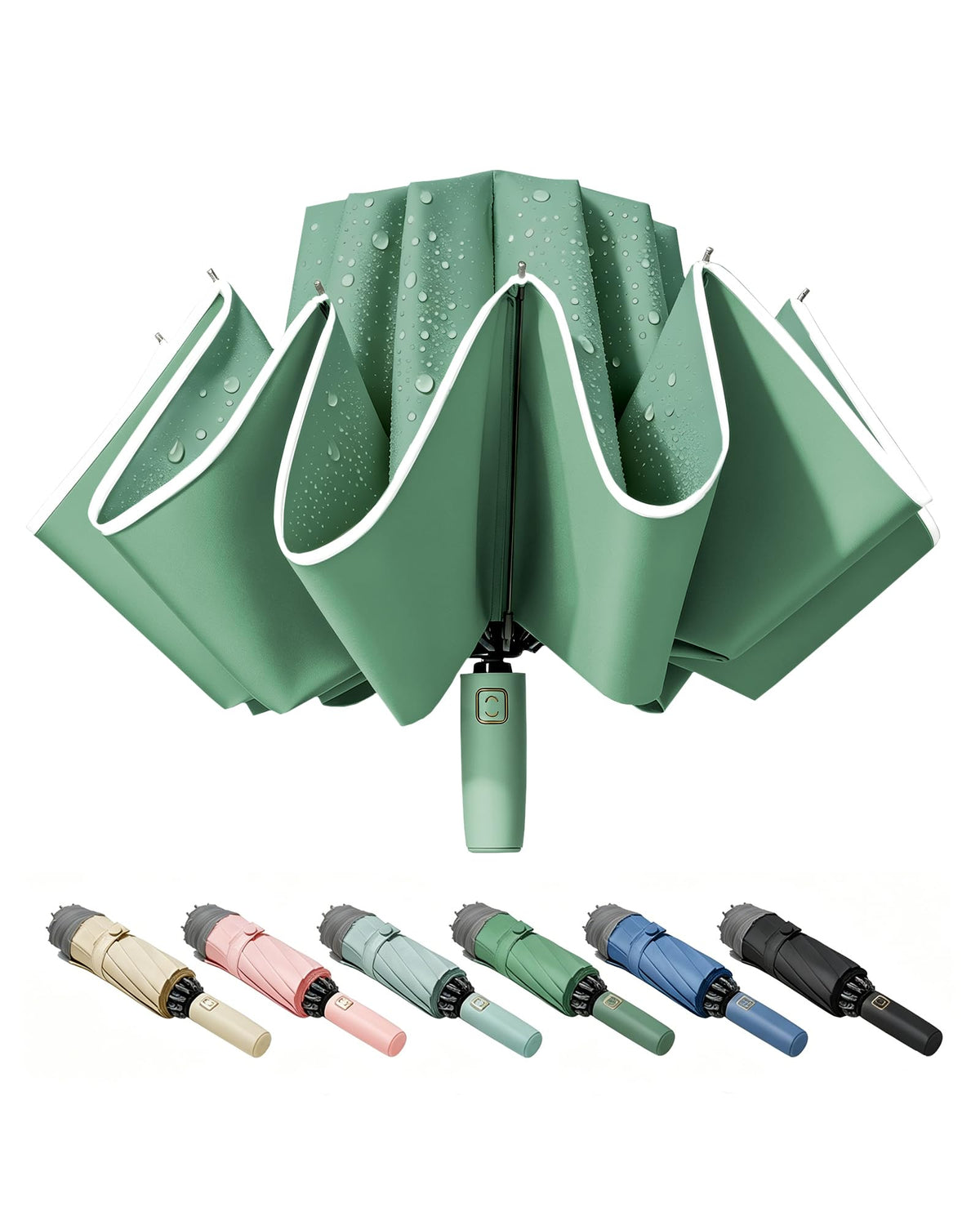 Fogkey Large Windproof Travel Umbrella - Reverse Auto Folding Car Umbrella for Rain and Sun, Compact Inverted Design with Waterproof Canopy, 10 Durable Ribs, Fits Backpack, Portable for Women & Men