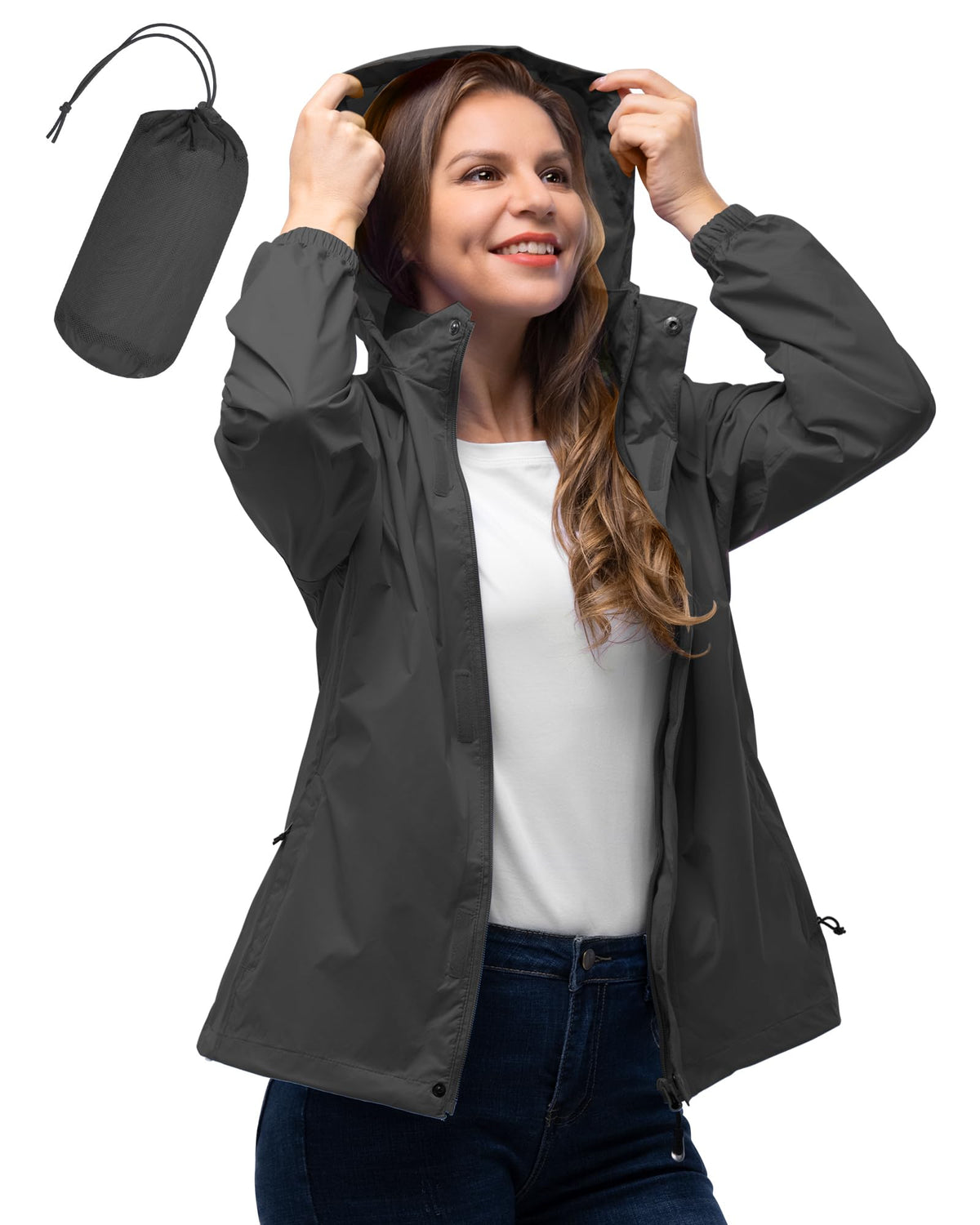 33,000ft Women's Rain Jacket Waterproof Lightweight Packable Raincoat
