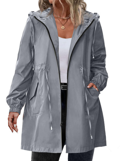 IN'VOLAND Women's Rain Jacket Plus Size Long Raincoat Waterproof Jackets