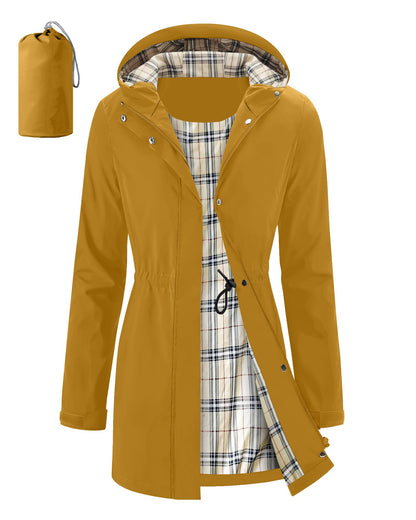 iCreek Women's Long Rain Jacket Waterproof Packable Hooded Windbreaker