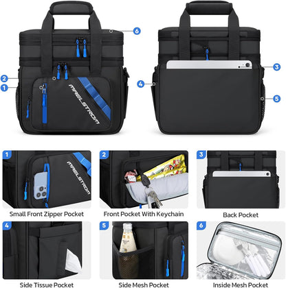 Maelstrom Insulated Lunch Box, 20L Double Deck Cooler Bag for Men Women