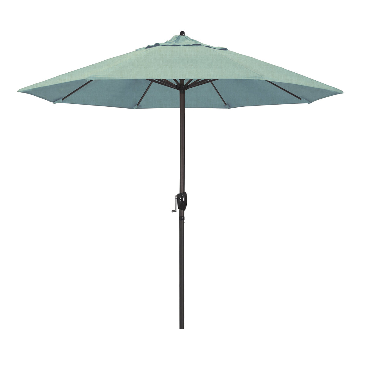 California Umbrella 9' Rd Sunbrella Aluminum Patio Umbrella, Crank Lift, Auto Tilt, Bronze Pole, Pacific Blue