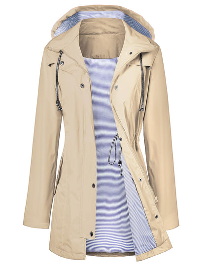 LOMON Raincoat Women Waterproof Long Hooded Trench Coats Lined Windbreaker Travel Jacket S-XXL