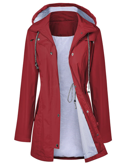LOMON Raincoat Women Waterproof Long Hooded Trench Coats Lined Windbreaker Travel Jacket S-XXL