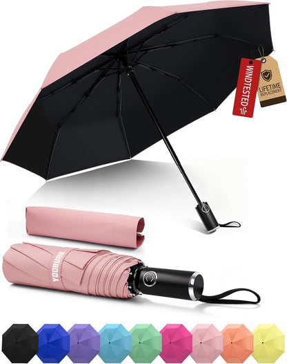 Yoobure Compact Travel Umbrella, Windproof Automatic Folding UV Sun & Rain