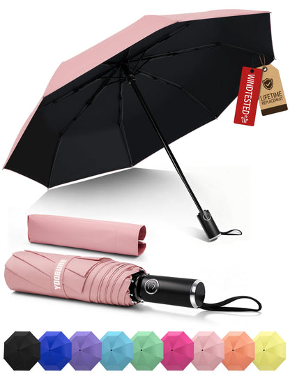 Yoobure Compact Travel Umbrella, Windproof Automatic Folding UV Sun & Rain