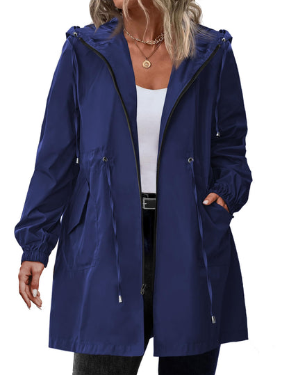 IN'VOLAND Women's Rain Jacket Plus Size Long Raincoat Waterproof Jackets