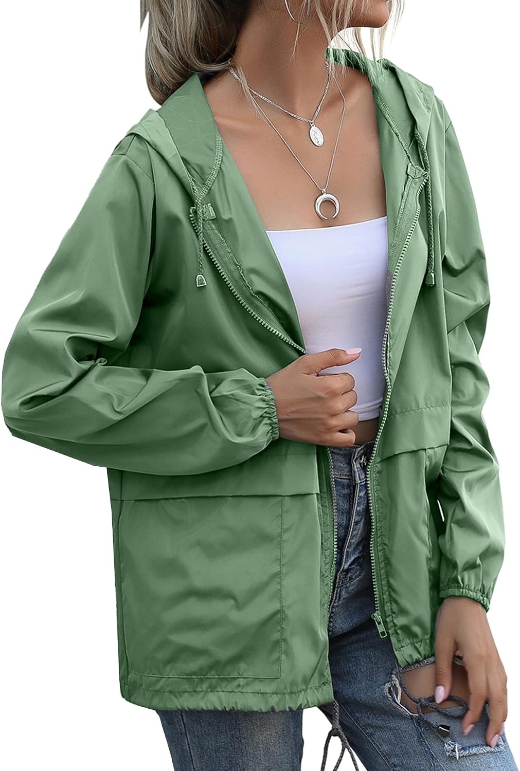 Women's Raincoats Lightweight Waterproof Rain Jackets