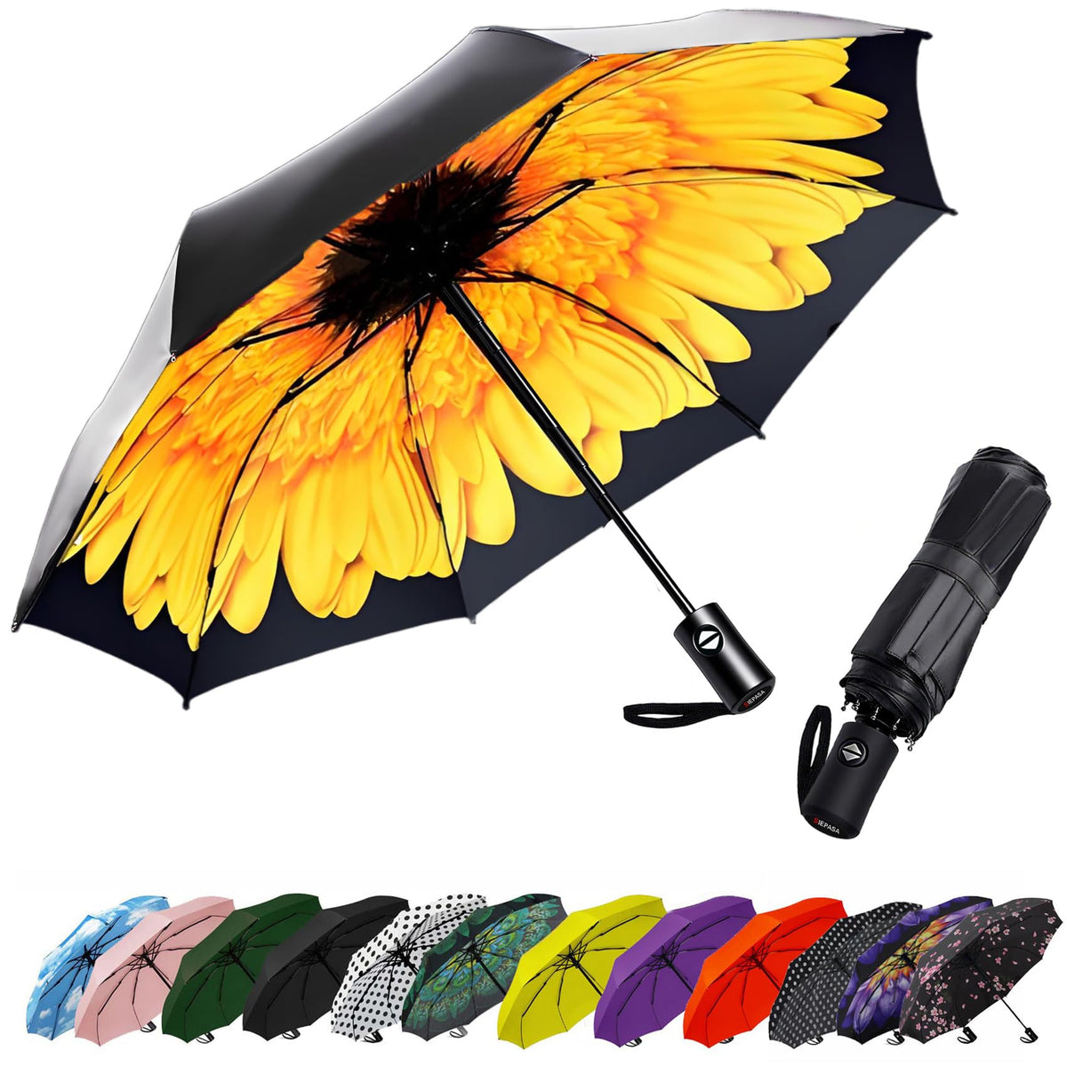 SIEPASA Windproof Travel Compact Umbrella-Automatic Umbrellas for Rain-Compact Folding Umbrella, Travel Umbrella Compact, Small Portable Windproof Umbrellas for Men Women Teenage. (Purple)